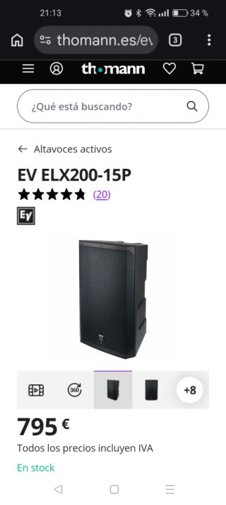 Altavoz EV ELX200-15P Negro