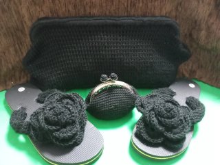 Conjunto crochet: Bolso y Chanclas
