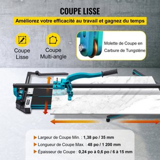 Cortadora de Azulejos de 47 Pulgadas con Riel Único y Doble Soporte, Cortadora de Azulejos Manual con Capacidad de 3/5 in y Láser Preciso, Herramientas de Cortadora de Azulejos para Corte de Preci...