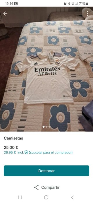 Camiseta Real Madrid Adidas Talla 7-8Y