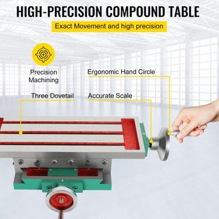 Mesa de Fresado 17.7×6.7 Pulgadas (450 x 170 mm) Mesa de Fresado de Deslizamiento Compuesto de 30KG Mesa de Trabajo Multifuncional Fresadora Cruzada de 2 Ejes 4 Direcciones para Todos los Soportes...