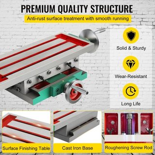 Mesa de Fresado 17.7×6.7 Pulgadas (450 x 170 mm) Mesa de Fresado de Deslizamiento Compuesto de 30KG Mesa de Trabajo Multifuncional Fresadora Cruzada de 2 Ejes 4 Direcciones para Todos los Soportes...