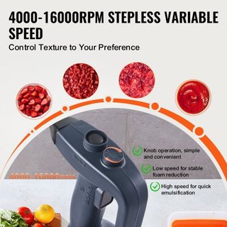 Batidora de Inmersión Comercial, Mezclador de Mano Pesado de 350W, Mezclador de Velocidad Variable Sin Escalas de 10 pulgadas con Cuchilla de Acero Inoxidable, Mezclador Portátil Multiusos para So...