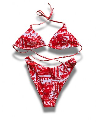 Bikini bandana rojo y blanco Talla M