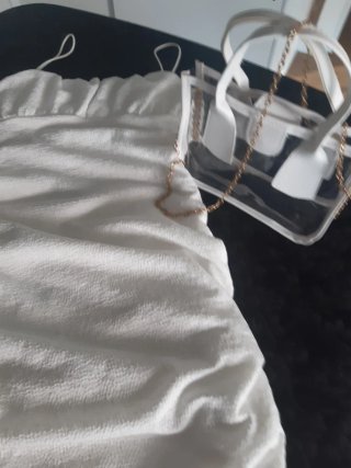 Vestido TXS blanco corto + bolso