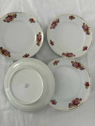 Platos Santa Clara porcelana flores rosas
