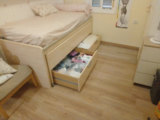 Cama nido beige y blanca