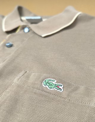 Polo Lacoste Vintage Beige Camel Bolsillo Talla 6