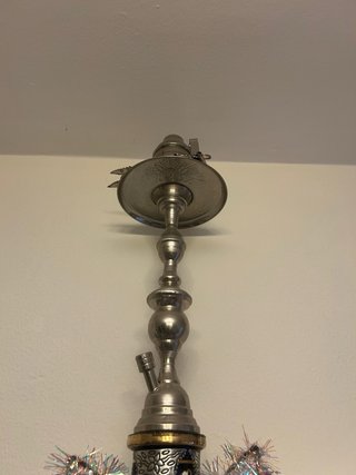 Jarrón decorativo azul y plata