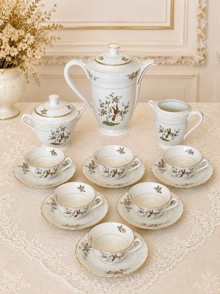 Limoges Juego de porcelana con pájaros