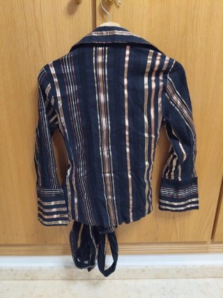 Camisa Zara Negra Rayas Doradas Talla L