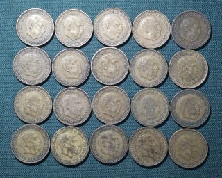 20 monete da 1 peseta, Spagna, Franco, 1963