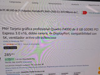 Tarjeta Gráfica PNY Quadro P4000 8GB Semi-nueva.