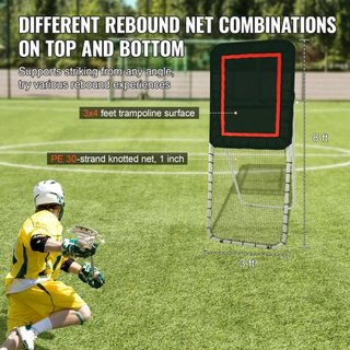 Reboteador de Lacrosse Plegable para Jardín, Red de Rebote de Voleibol de 3x8 Pies, Pantalla de Entrenamiento de Devolución de Béisbol y Softbol, Pared de Entrenamiento de Práctica de Tiro de Ángu...