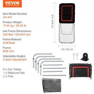 Reboteador de Lacrosse Plegable para Jardín, Red de Rebote de Voleibol de 3x8 Pies, Pantalla de Entrenamiento de Devolución de Béisbol y Softbol, Pared de Entrenamiento de Práctica de Tiro de Ángu...