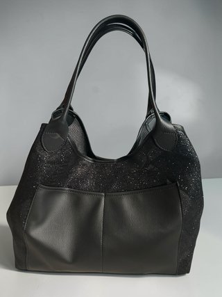 Borsa shopper VG nera con pochette