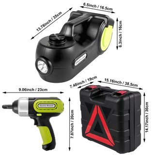 Gato Eléctrico de Coche 5 Toneladas, Gato Hidráulico Eléctrico con Llave de Impacto Eléctrica, Herramienta de Reparación de Coche con Gato Hidráulico con Luz LED, Rango de Elevación de 155-530 mm ...