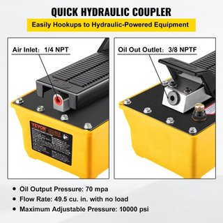 Bomba Hidráulica de Aire, Bomba Hidráulica de Pie de 10,000 PSI, Bomba de Aire/Hidráulica de 1.89 L Operada por Pie, con Manguera y Pistola de Pulverización para Montaje de Maquinaria Pesada, Repa...