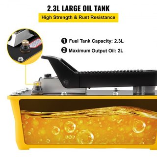 Bomba Hidráulica de Aire, Bomba Hidráulica de Pie de 10,000 PSI, Bomba de Aire/Hidráulica de 1.89 L Operada por Pie, con Manguera y Pistola de Pulverización para Montaje de Maquinaria Pesada, Repa...