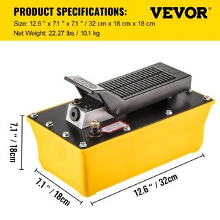 Bomba Hidráulica de Aire, Bomba Hidráulica de Pie de 10,000 PSI, Bomba de Aire/Hidráulica de 1.89 L Operada por Pie, con Manguera y Pistola de Pulverización para Montaje de Maquinaria Pesada, Repa...