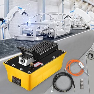 Bomba Hidráulica de Aire, Bomba Hidráulica de Pie de 10,000 PSI, Bomba de Aire/Hidráulica de 1.89 L Operada por Pie, con Manguera y Pistola de Pulverización para Montaje de Maquinaria Pesada, Repa...