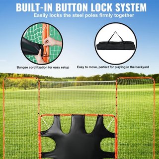 3-en-1 Meta de Lacrosse con Red de Respaldo y Objetivo, Red de Lacrosse de 12' x 9', Equipo de Rebote de Lacrosse con Estructura de Acero para el Jardín, Red de Entrenamiento de Montaje Rápido y F...