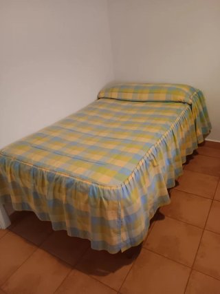Edredón cama 105 cm cuadros azul y amarillo