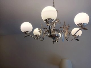 Lámpara de bronce y cristal
