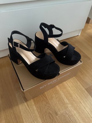 Sandalias tacón negras plataforma