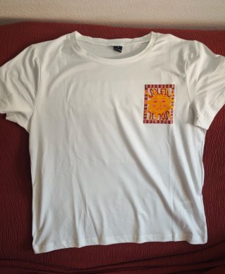 Camiseta Blanca Dibujo Sol Talla S