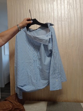 Camicia Zara cotone righe azzurre e bianche