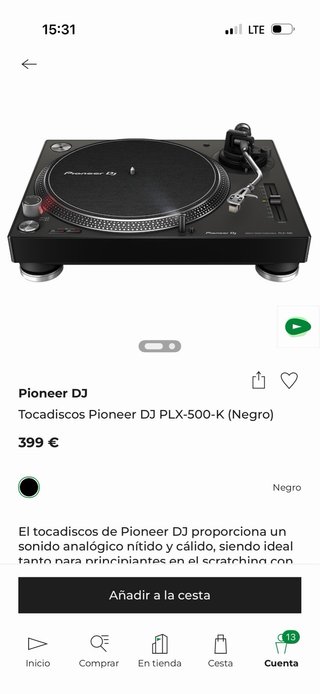 Pioneer DJ PLX-500-K Tocadiscos Vinilo Negro