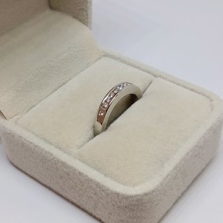 Sortija Oro Blanco 18k Media Corona Brillantes