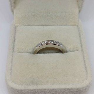 Sortija Oro Blanco 18k Media Corona Brillantes