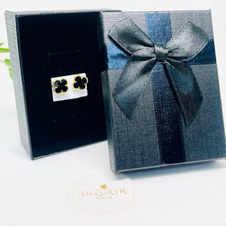 Topos Trébol Oro Laminado 18K Negro