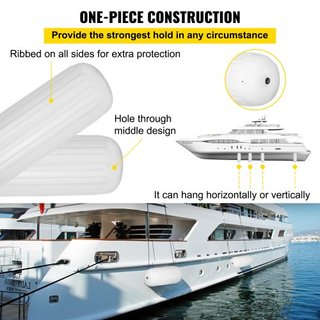4 NUEVAS Fenders de Barco Estriadas 10" x 28" Protectores de Amarre con Agujero Central