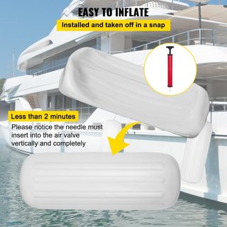 4 NUEVAS Fenders de Barco Estriadas 10" x 28" Protectores de Amarre con Agujero Central