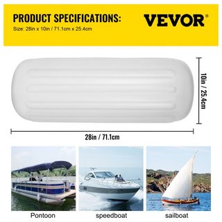 4 NUEVAS Fenders de Barco Estriadas 10" x 28" Protectores de Amarre con Agujero Central