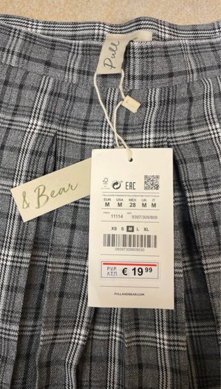 Falda Plisada Cuadros Pull&Bear Gris