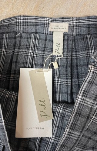 Falda Plisada Cuadros Pull&Bear Gris