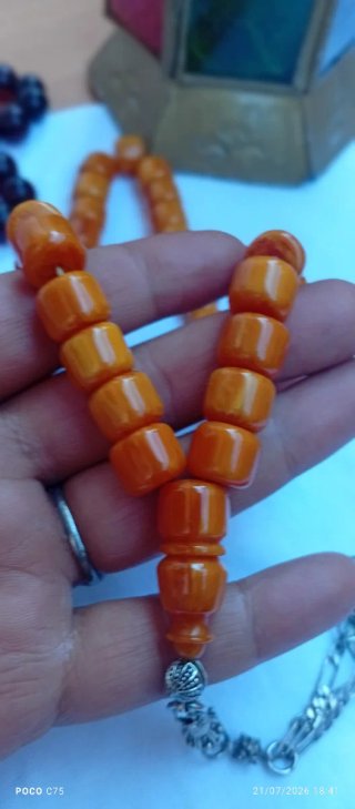 Rosario ámbar naranja y marrón