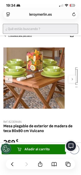 Mesa Plegable Madera Teca Exterior 80x80. ESTRENAR