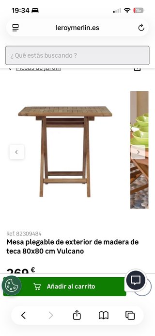 Mesa Plegable Madera Teca Exterior 80x80. ESTRENAR