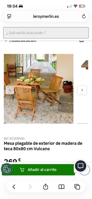 Mesa Plegable Madera Teca Exterior 80x80. ESTRENAR