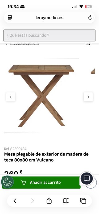 Mesa Plegable Madera Teca Exterior 80x80. ESTRENAR