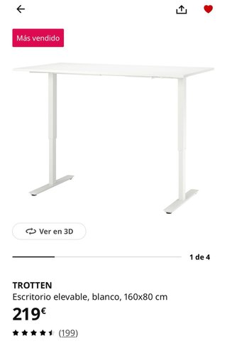Mesa elevable blanca y beige