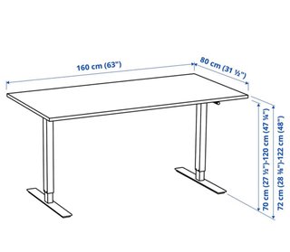 Mesa elevable blanca y beige
