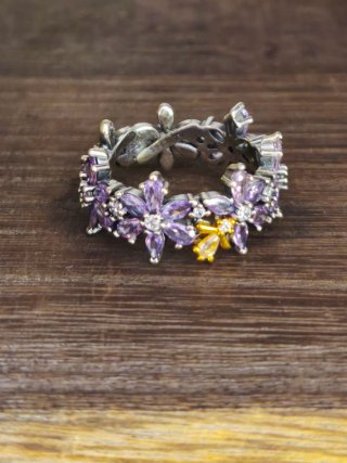 Anillo floral de Plata