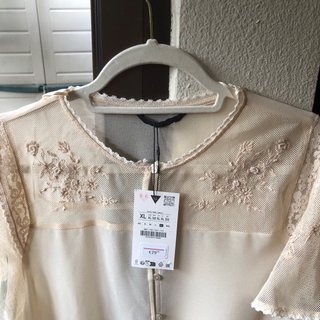 Blusa Zara Beige Talla XL