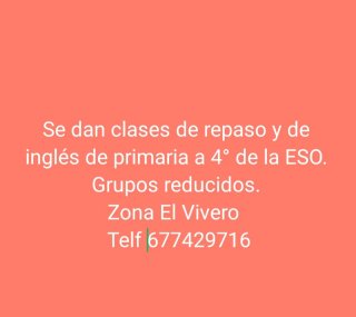 Clases de repaso de primaria,  ESO e inglés.